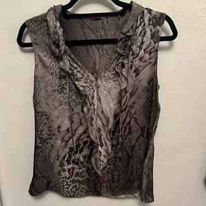 BOGO - Elie Tahari snakeskin silk sleeveless ruffle neck blouse